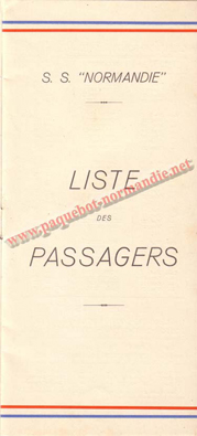 PAQUEBOT NORMANDIE - LISTE DES PASSAGERS DU 14 JUILET 1937 - 3ème CLASSE pour étude