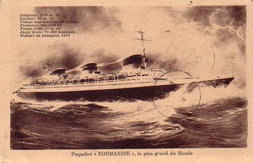 PAQUEBOT NORMANDIE - CARTE POSTALE CLASSIQUE SEPIA REF. ANOC 1-4-2