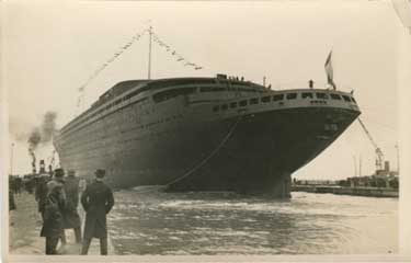 PAQUEBOT S.S NORMANDIE - CARTE POSTALE GLACEE - EDITEUR : ANONYME REF. ANOG 10-3 PSB