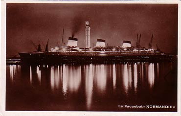 PAQUEBOT NORMANDIE - CARTE POSTALE GLACEE ANONYME REF. ANOG 3-1-56