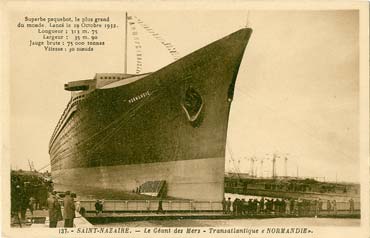 PAQUEBOT S.S NORMANDIE - Carte postale classique sépia - Editeur : ARTAUD - Réf. site : ARTC 1-137 PSB