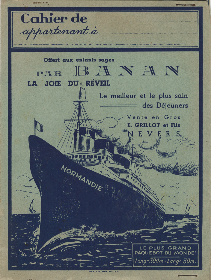 Paquebot Normandie - Protège-cahier BANAN