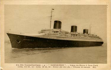 PAQUEBOT S.S NORMANDIE - CARTE POSTALE CLASSIQUE SEPIA - EDITEUR : BR - BLOC FRERES - Ref. site : BRC 1-4 PSB