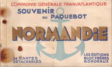 PAQUEBOT S/S NORMANDIE CARNET DE CARTES POSTALES PHOTOS B.R. - BLOC FRERES BORDEAUX