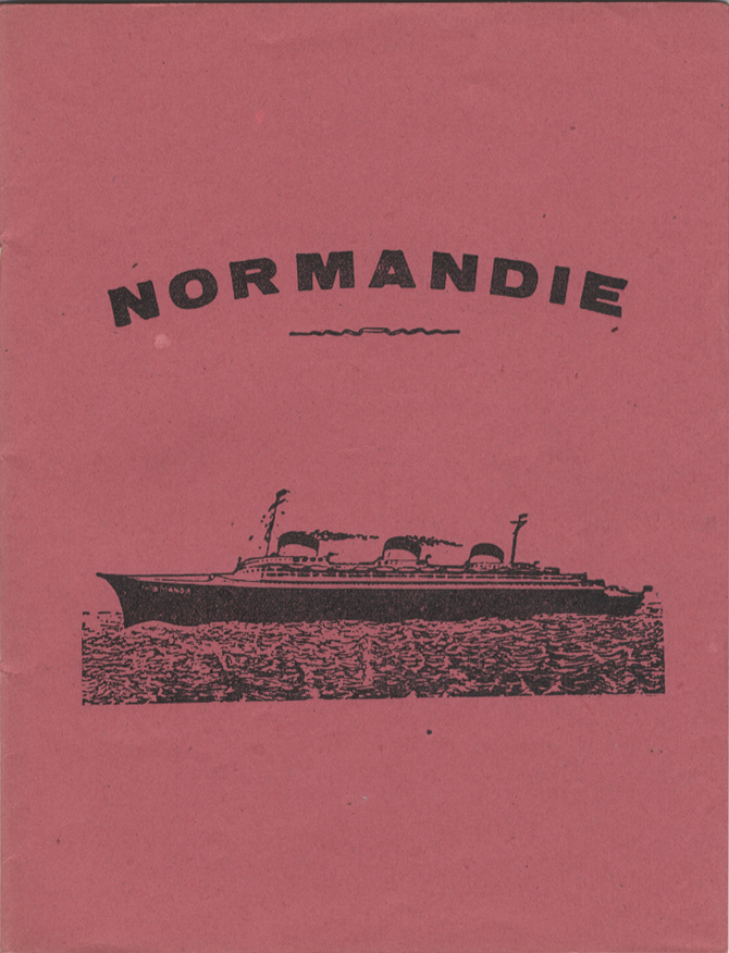 Paquebot Normandie - Protège-cahier avec tables des multiplications au dos