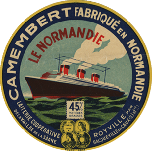 Paquebot Normandie - Etiquette de fromage Camembert Le Normandie