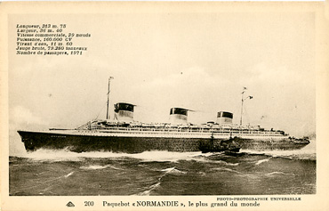 PAQUEBOT S.S NORMANDIE - CARTE POSTALE CLASSIQUE SEPIA - EDITEUR : CAP - REF.SITE CAPC-4-1-200-PSB