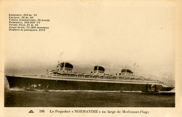 PAQUEBOT S.S NORMANDIE - CARTE POSTALE CLASSIQUE SEPIA - EDITEUR : CAP / EDITIONS DES BAZARS - REF.SITE CAP-BAZC 2-198 PSB