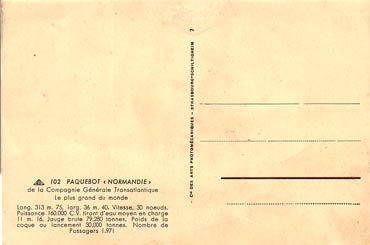carte-postale du Paquebot Normandie visible sur www.paquebot-normandie.net