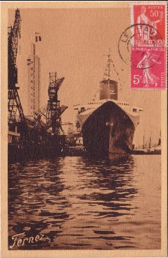 S/S NORMANDIE - Carte postale classique petit format sépia COMBC 3-1