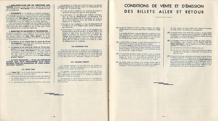 PAQUEBOT S/S NORMANDIE - Tarifs Atlantique Nord et Pacifique Nord - Brochure France1935-1 - Intérieur 13