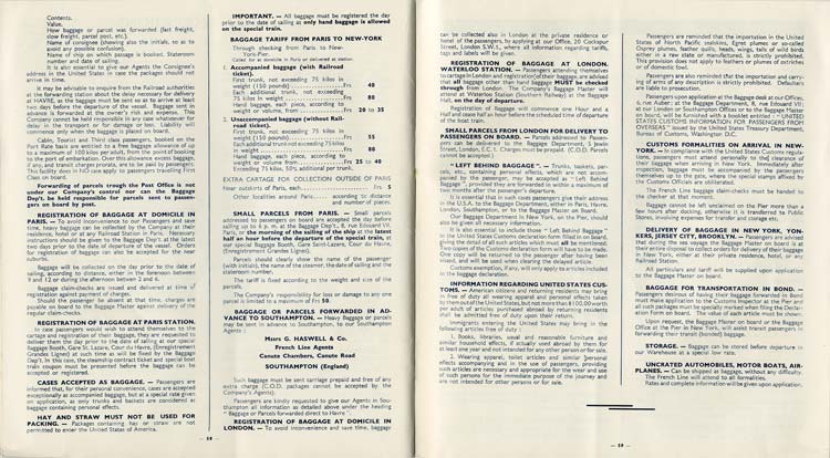 PAQUEBOT S/S NORMANDIE - Tarifs Atlantique Nord et Pacifique Nord - Brochure France1935-1 - Intérieur 18