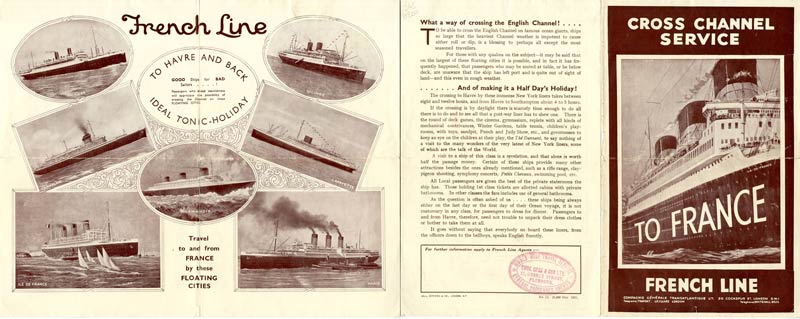 S.S NORMANDIE - CALENDRIER TRAINS TRANSATLANTIQUES CTDA 1935-1