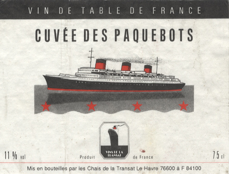 Paquebot Normandie - Etiquette bouteille de vin Cuvée des Paquebots