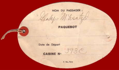 PAQUEBOT NORMANDIE - Etiquette de bagage 1ère Classe - Cartonnée ovale grand format REF. EBC1CL 3-1 Verso