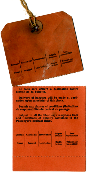 S.S NORMANDIE - Etiquette de bagage Ligne Southampton-New York Réf. EBCDIV-2-1-V-PSB