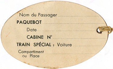 PAQUEBOT S.S NORMANDIE - ETIQUETTE DE BAGAGE TRAIN PAQUEBOT 1ère CLASSE PETIT FORMAT OVALE 1-1 Verso