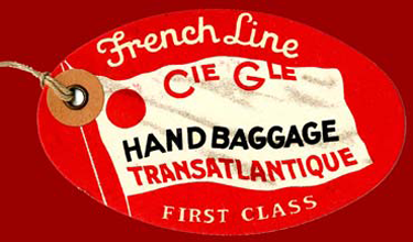 PAQUEBOT S.S NORMANDIE - ETIQUETTE DE BAGAGE TRAIN PAQUEBOT 1ère CLASSE PETIT FORMAT OVALE 1-3 Recto