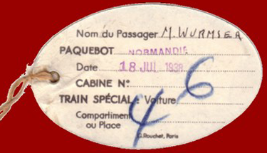 PAQUEBOT S.S NORMANDIE - ETIQUETTE DE BAGAGE TRAIN PAQUEBOT 1ère CLASSE PETIT FORMAT OVALE 2-2-2 Verso