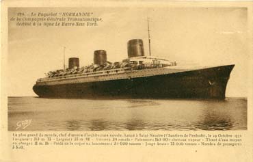 S/S NORMANDIE - Carte postale Petit format classique GAB-ARTC 4-3-186 Recto