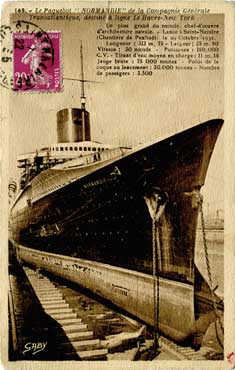 PAQUEBOT S.S NORMANDIE - Carte postale Sépia classique - Editeur : ARTAUD-GABY - NANTES - Réf. Site :GAB-ARTC 5-2-168-2 PSB