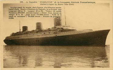 S.S NORMANDIE - Carte postale classique sépia - Editeur ARTAUD-GABY - Réf. 5-2-192