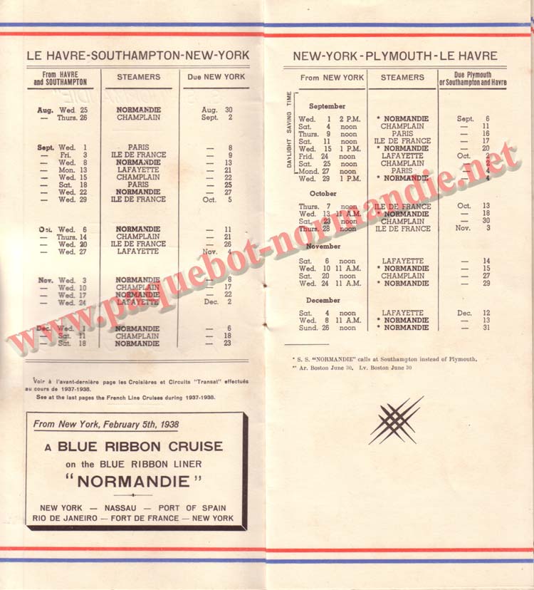 PAQUEBOT NORMANDIE - LISTE DES PASSAGERS DU 01 SEPTEMBRE 1937 - 2ème CLASSE / 2-2