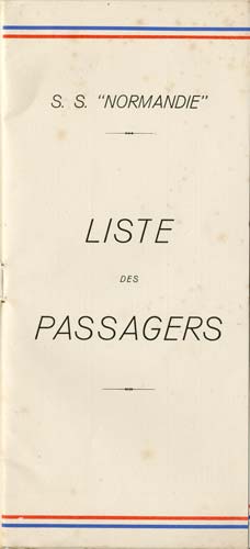 PAQUEBOT S.S NORMANDIE - LISTE PASSAGERS DU 01 DECEMBRE 1937 - 3ème CLASSE / 3-1