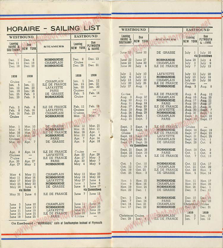 PAQUEBOT S.S NORMANDIE - LISTE PASSAGERS DU 01 DECEMBRE 1937 - 3ème CLASSE / 3-2