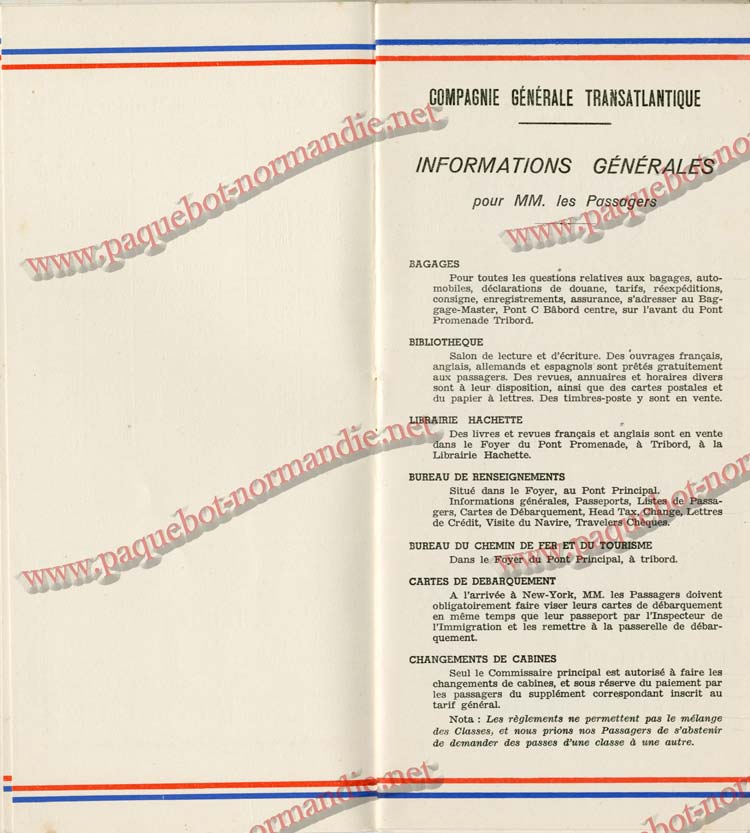 PAQUEBOT NORMANDIE - LISTE DES PASSAGERS DU 3 MARS 1939 - 1ère CLASSE / 1-3