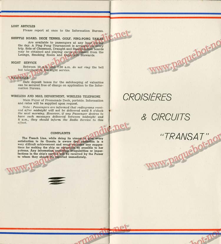 PAQUEBOT NORMANDIE - LISTE DES PASSAGERS DU 3 MARS 1939 - 1ère CLASSE / 1-