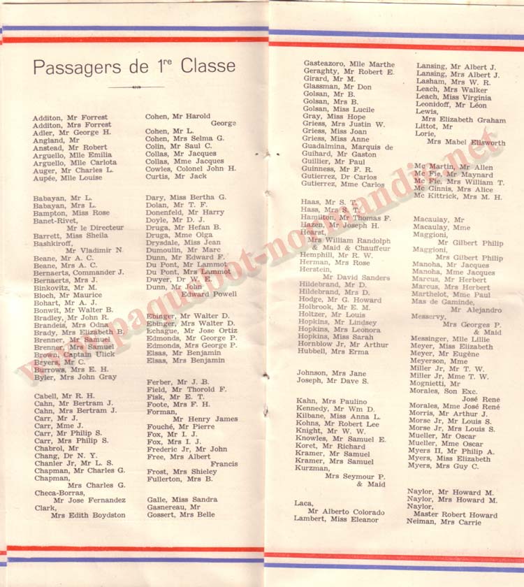 LISTE PASSAGERS 03-07-35 / 1-2-4