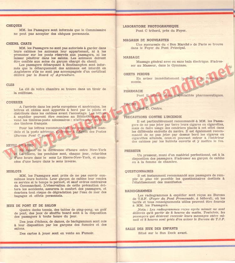 PAQUEBOT NORMANDIE - LISTE DES PASSAGERS DU 3 AOUT 1938 - 1ère CLASSE / 1-11