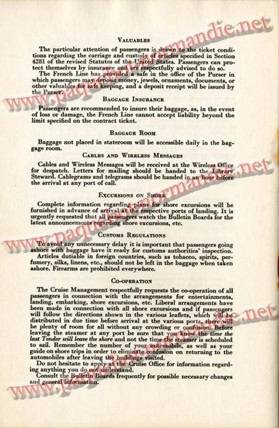 PAQUEBOT NORMANDIE - LISTE DES PASSAGERS DU 4 FEVRIER 1939 POUR LA 2ème CROISIERE DE RIO / 10