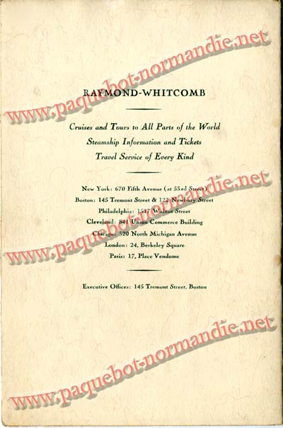 PAQUEBOT NORMANDIE - LISTE DES PASSAGERS DU 4 FEVRIER 1939 POUR LA 2ème CROISIERE DE RIO / 11