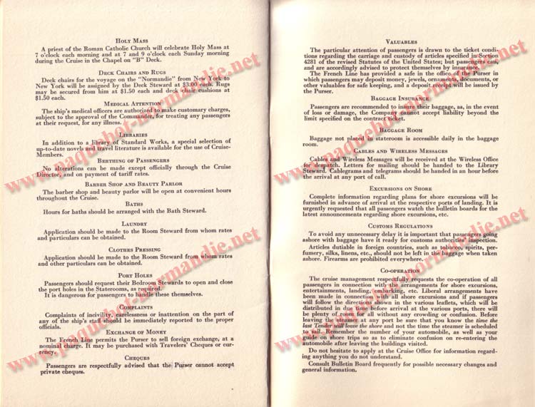 PAQUEBOT NORMANDIE - LISTE DES PASSAGERS DU 5 FEVRIER 1938 POUR LA 1ère CROISIERE DE RIO / 