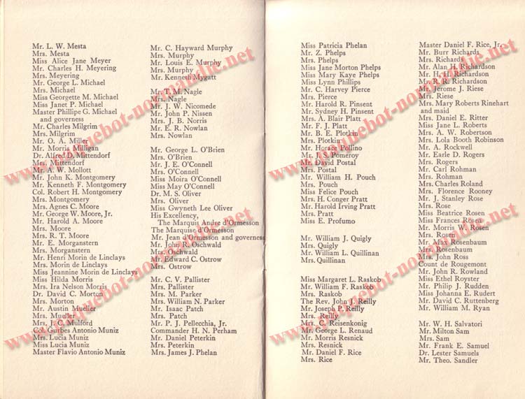 PAQUEBOT NORMANDIE - LISTE DES PASSAGERS DU 5 FEVRIER 1938 POUR LA 1ère CROISIERE DE RIO / 8