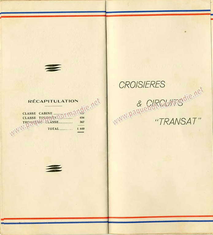 PAQUEBOT NORMANDIE - LISTE DES PASSAGERS DU 11 AOUT 1937 - 1ère CLASSE / 1-7