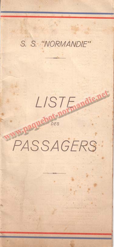 PAQUEBOT NORMANDIE - LISTE DES PASSAGERS DU 11 AOT 1937 - 2ème CLASSE / 2-1
