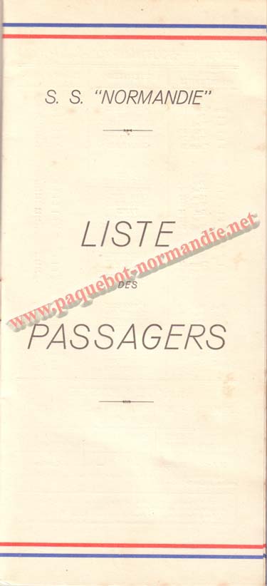 PAQUEBOT NORMANDIE - LISTE DES PASSAGERS DU 11 AOUT 1937 - 3ème CLASSE / 3-1
