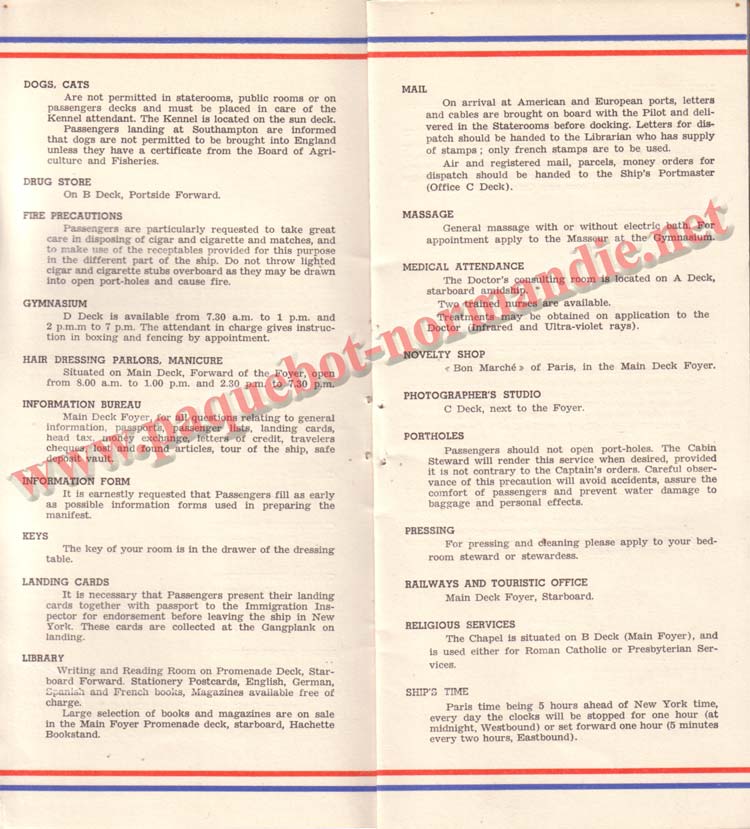 PAQUEBOT NORMANDIE - LISTE DES PASSAGERS DU 12 NOVEMBRE 1938 - 1ère CLASSE / 1-3