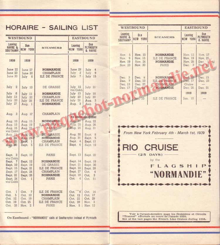 PAQUEBOT NORMANDIE - LISTE DES PASSAGERS DU 13 JUILLET 1938 - 2ème CLASSE / 2-2