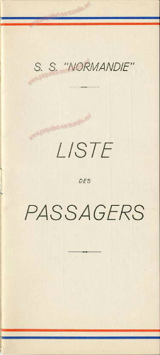 S.S NORMANDIE - LISTE PASSAGERS DU 13 Juillet 1938 - 3ème CLASSE / 3-1