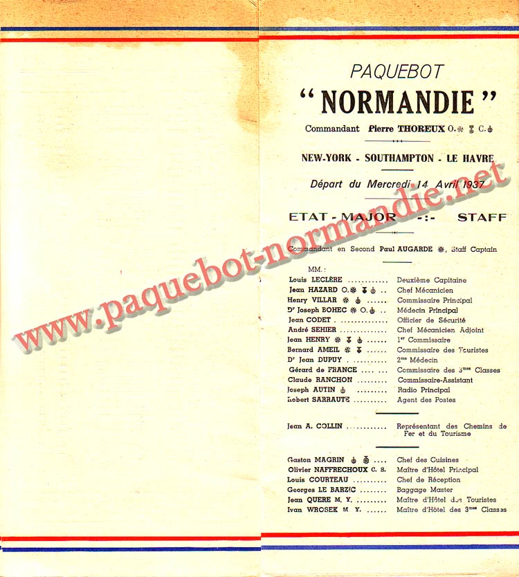 LISTE PASSAGERS DU 14 AVRIL 1937 - 3ème CLASSE / 3-3