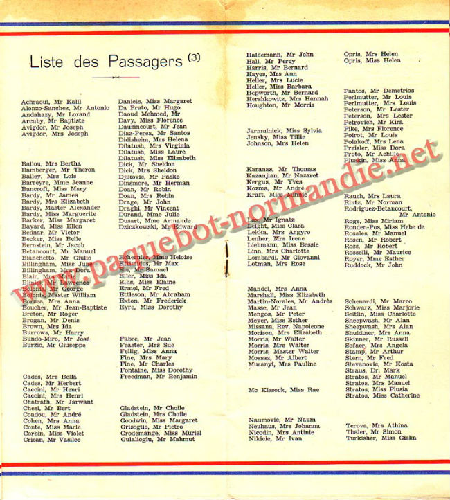 LISTE PASSAGERS DU 14 AVRIL 1937 - 3ème CLASSE / 3-4