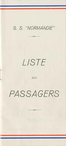 S.S NORMANDIE - LISTE PASSAGERS DU 14 JUIN 1939 - 3ème CLASSE / 3-1