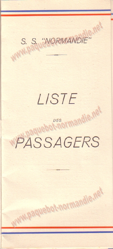  Paquebot s/s Normandie - LISTE PASSAGERS 14.07.37 / 2-1