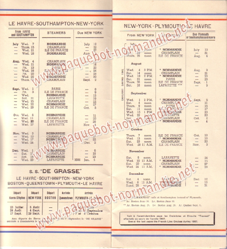  Paquebot s/s Normandie - LISTE PASSAGERS 14.07.37 / 2-2