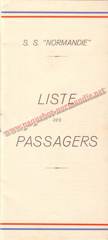 PAQUEBOT NORMANDIE - LISTE DES PASSAGERS DU 14 JUILET 1937 - 3ème CLASSE / 3-1