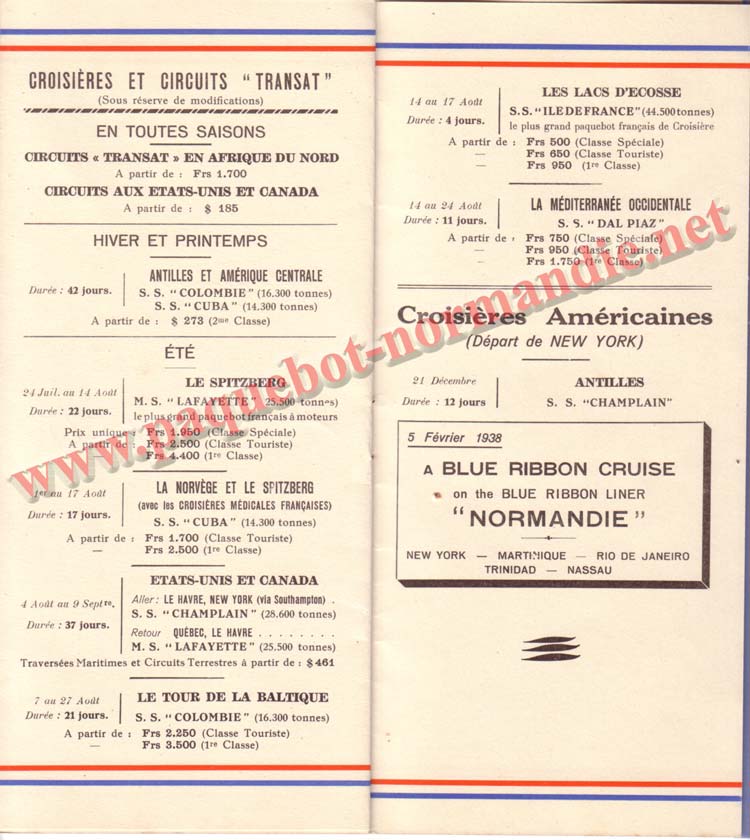PAQUEBOT NORMANDIE - LISTE DES PASSAGERS DU 14 JUILET 1937 - 3ème CLASSE / 3-